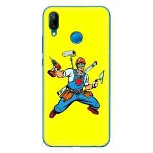Силиконовый бампер (Работники) на Huawei P20 Lite (2019) (Строитель)