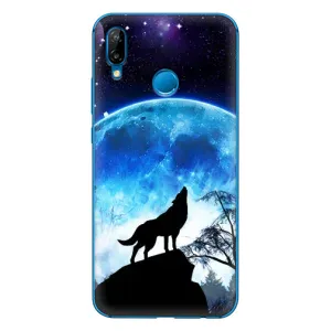 Чехол с Волком на Huawei P20 Lite (2019) (Воет на луну)