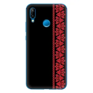 Силиконовый Чехол на Huawei P20 Lite (2019) с картинкой Вышиванки (Вышиванка на черном)