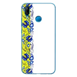 Силиконовый Чехол на Huawei P20 Lite (2019) с картинкой Вышиванки (Желто-синяя вышиванка)