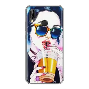 Чехол с картинкой Модные Девчонки Huawei P20 Lite, Ane-L02 (Девушка с коктейлем)