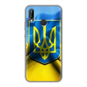 Чехол с картинкой (Патриотический ГЕРБ) на Huawei P20 Lite, Ane-L02 (Герб и Флаг Украины)