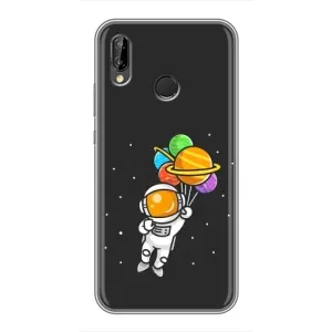 Силіконовый Чохол з принтом "Космонавти" на Huawei P20 Lite, Ane-L02 (Космонавт з кульками)