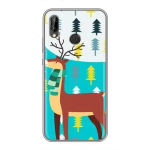 Силиконовый бампер с картинкой животных для Huawei P20 Lite, Ane-L02 (Олень с шарфом)