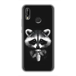 Силиконовый Чехол с Енотами на Huawei P20 Lite, Ane-L02 (С кофем)