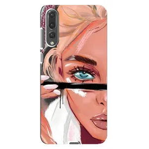 Силиконовый Чехол на Huawei P20 Pro, CLT-L04 с картинкой Стильных Девушек (Девушка и ресницы)