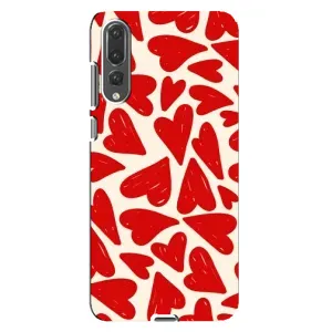 Чехлы с тематикой "Маленькие Сердечки" на Huawei P20 Pro, CLT-L04 (Красные сердечка)