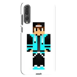 Чехлы для Huawei P20 Pro, CLT-L04 (Персонажи Майн Крафт) (Мальчик в голубом)