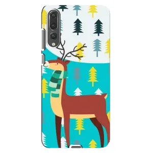 Силиконовый бампер с картинкой животных для Huawei P20 Pro, CLT-L04 (Олень с шарфом)