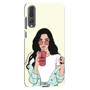 Силиконовый Чехол на Huawei P20 Pro, CLT-L04 с картинкой Стильных Девушек (С напитком)