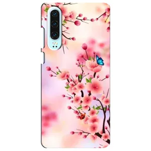 Чехол с принтом САКУРЫ на Huawei P30 (Бабочки на сакуре)
