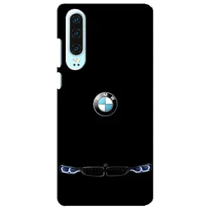 Силиконовый бампер с картинкой машины на Huawei P30 (Черный BMW)