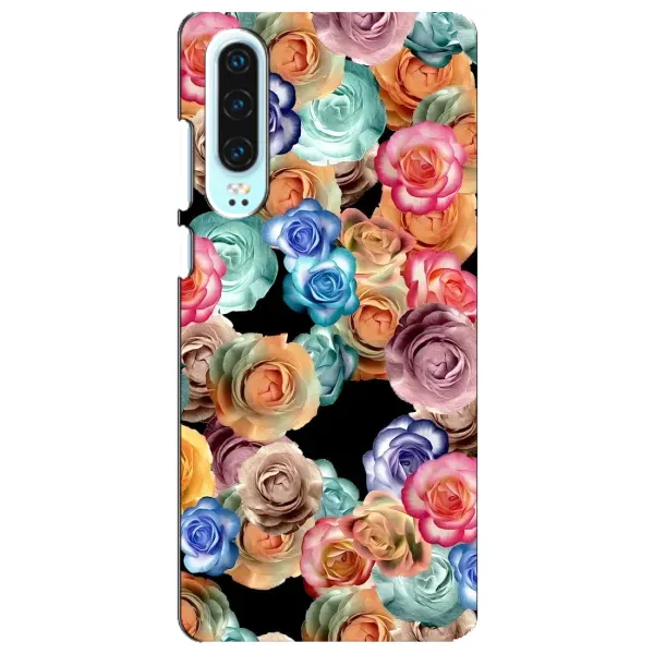 Чехол с рисунком «Цветы на черном» для Huawei P30 Чехол с рисунком «Цветы на черном» для Huawei P30