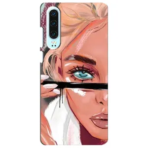 Силиконовый Чехол на Huawei P30 с картинкой Стильных Девушек (Девушка и ресницы)