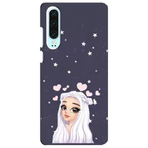 Чехол Стильные девушки на Huawei P30 (Девушка и сердечки)
