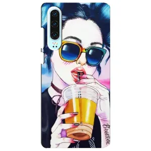 Чехол с картинкой Модные Девчонки Huawei P30 (Девушка с коктейлем)