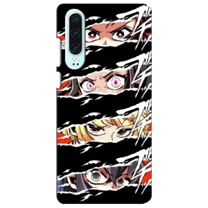 Силиконовые чехлы с глазами Anime для Хуавей П30 (Глаза на чорном)