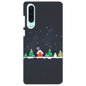 Силиконовый бампер на рождество для Huawei P30 (Город зимний)