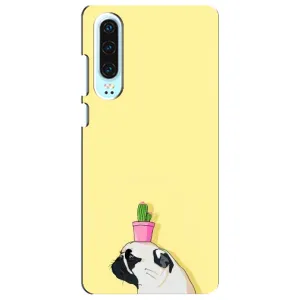 Бампер для Huawei P30 с картинкой "Песики" (Кактус на голове)