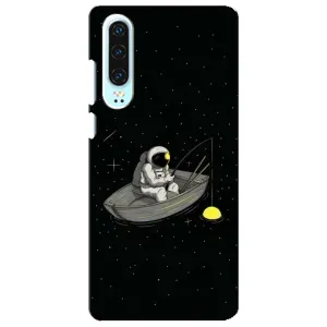 Силиконовый Чехол с принтом "Космонавты" на Huawei P30 (Космонавт на рыбалке)