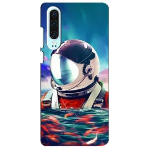 Силиконовый Чехол с принтом "Космонавты" на Huawei P30 (Космонавт в воде)