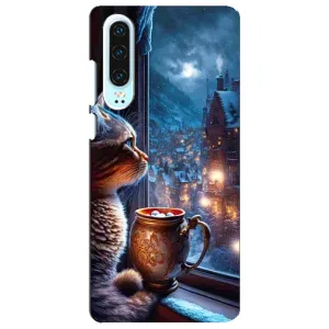 Чехлы на Новый Год Huawei P30 (Кот новогодний)