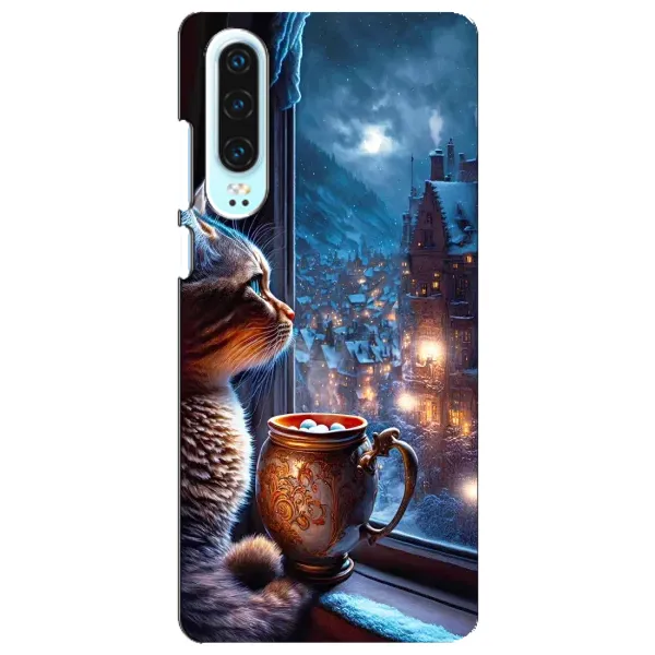 Чехол с рисунком «Кот новогодний» для Huawei P30