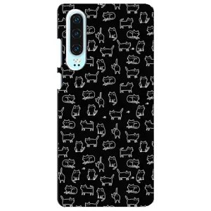 Чехол на тематику: Коты для Huawei P30 (Котики на черном)