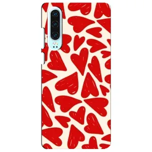 Чехлы с тематикой "Маленькие Сердечки" на Huawei P30 (Красные сердечка)