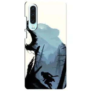 Силиконовый бампер с картинкой животных для Huawei P30 (Медведь и лес)