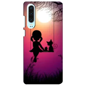 Девчачий Чехол для Huawei P30 (На качели)
