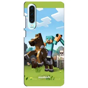 Чехлы для Huawei P30 (Персонажи Майн Крафт) (На коне)