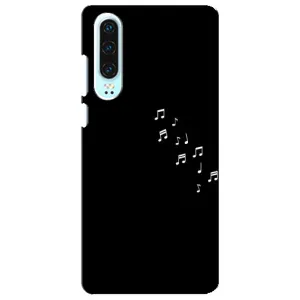 Чехол с картинками на черном фоне для Huawei P30 (Ноты)