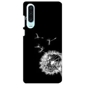 Силиконовый Чехол с одуванчиками на Huawei P30 (Одуванчик на чёрном)