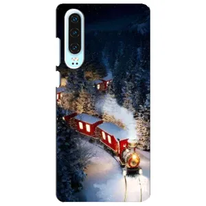 Силиконовый бампер на рождество для Huawei P30 (Поезд)