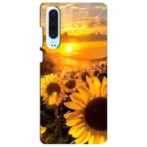 Чехол с Цветами для Huawei P30 (поле подсолнухов)