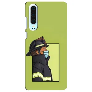 Силиконовый бампер (Работники) на Huawei P30 (Пожарник)