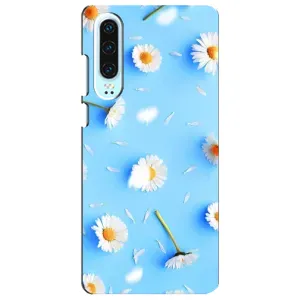 Чехол с Цветами для Huawei P30 (ромашки на голубом)