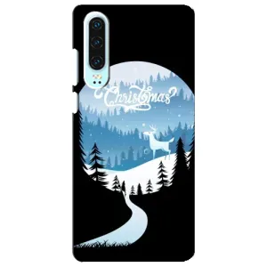 Силиконовый бампер на рождество для Huawei P30 (Рождественский Олень)
