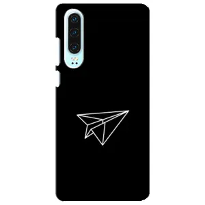 Чехол с картинками на черном фоне для Huawei P30 (Самолетик)