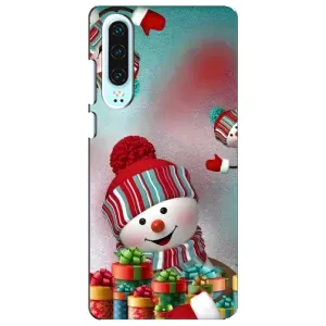 Чехлы на Новый Год Huawei P30 (Снеговик в шапке)