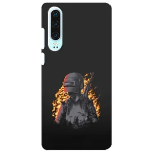 Силиконовый чехол с картинкой "Герой Pubg" на Huawei P30 (В огне)