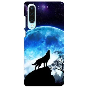 Чехол с Волком на Huawei P30 (Воет на луну)