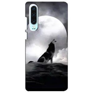 Чехол с Волком на Huawei P30 (Волк и луна)