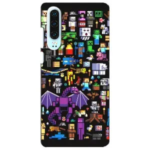 Чехол майнкрафт для Huawei P30 (Все персонажи)