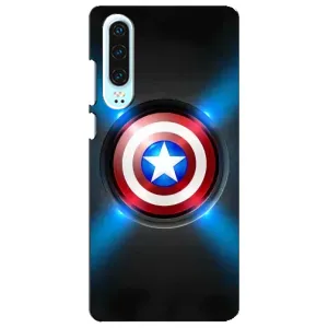 Чехол с Щитом Капитана Америки на Huawei P30 (Яркий Щит Капитана)