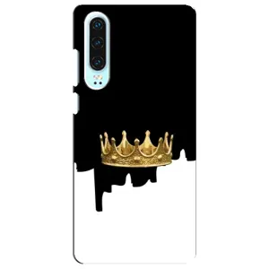 Чехол (Корона на чёрном фоне) для Хуавей П30 (Золотая корона)