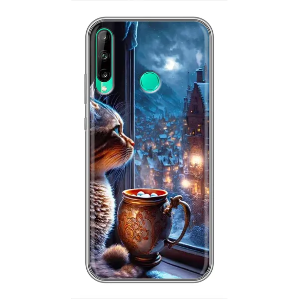 Чехол с рисунком «Кот новогодний» для Huawei P40 Lite e Чехол с рисунком «Кот новогодний» для Huawei P40 Lite e