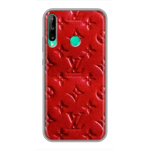 Текстурный Чехол Louis Vuitton для Хуавей П40 Лайт е (Красный ЛВ)