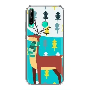 Силиконовый бампер с картинкой животных для Huawei P40 Lite e (Олень с шарфом)